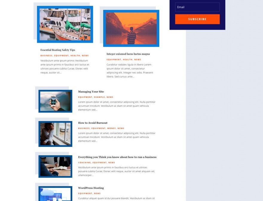 divi marina category page template