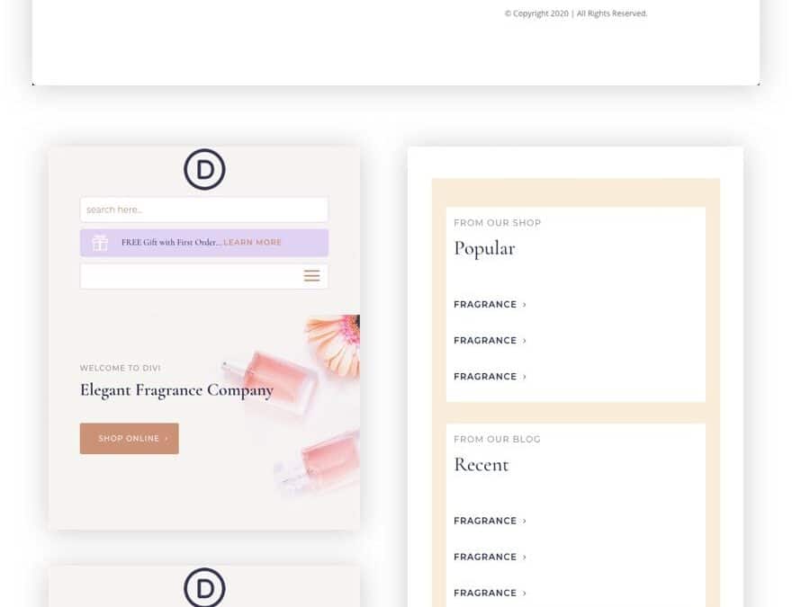 Download a FREE Header & Footer Template for Divi's Perfumery Layout Pack