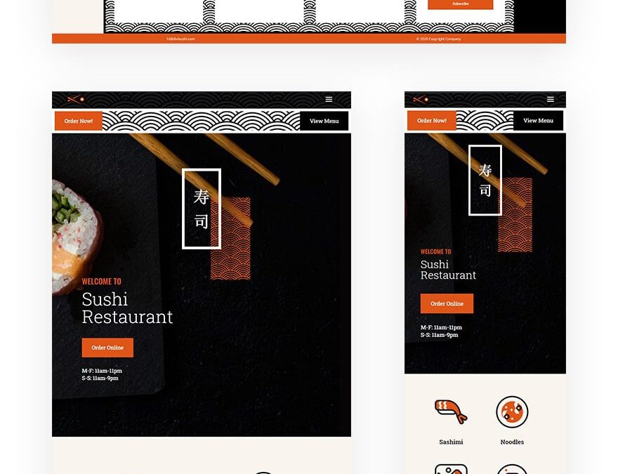 sushi restaurant header footer template