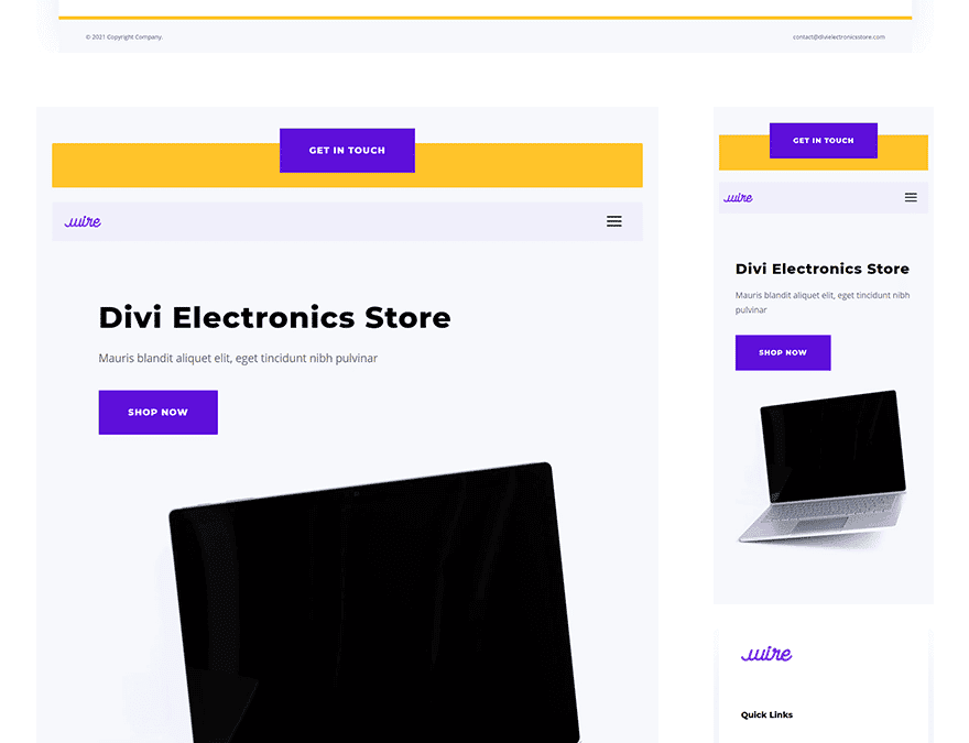 electronics store header footer