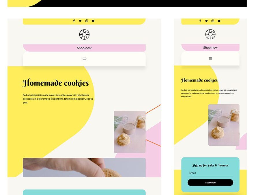 homemade cookies header footer