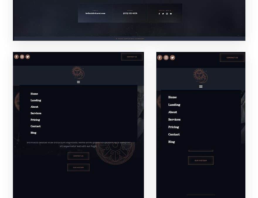 tarot header footer