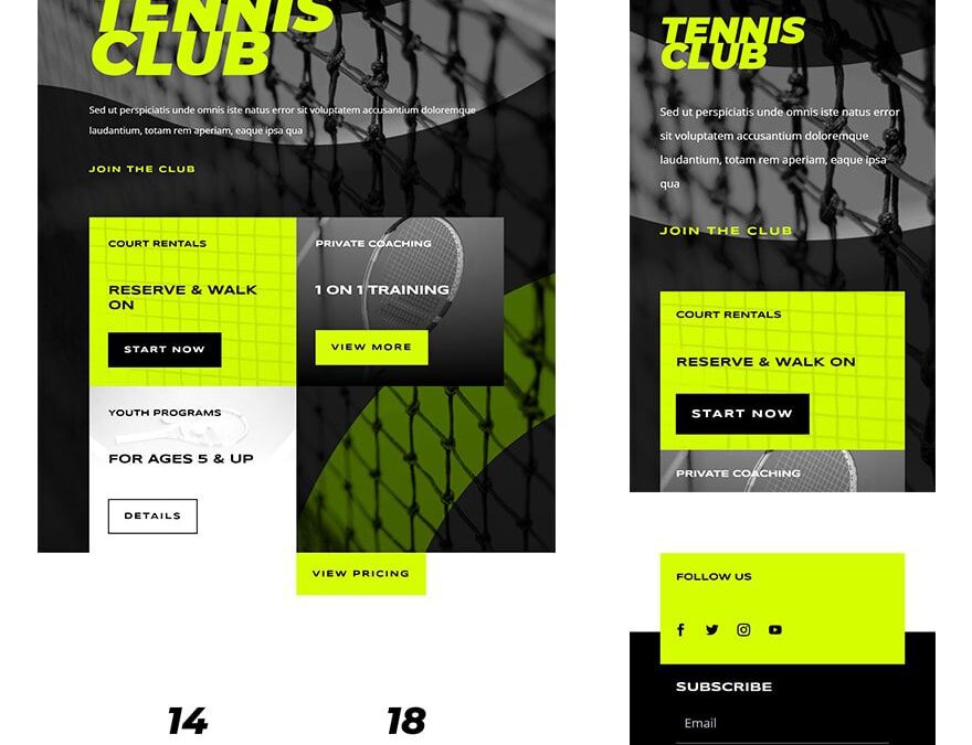 tennis club header footer