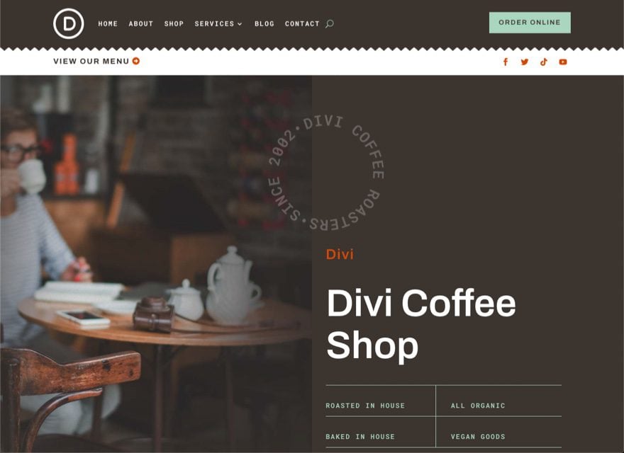 Download a FREE Header and Footer Template for Divi's Cafe Layout Pack