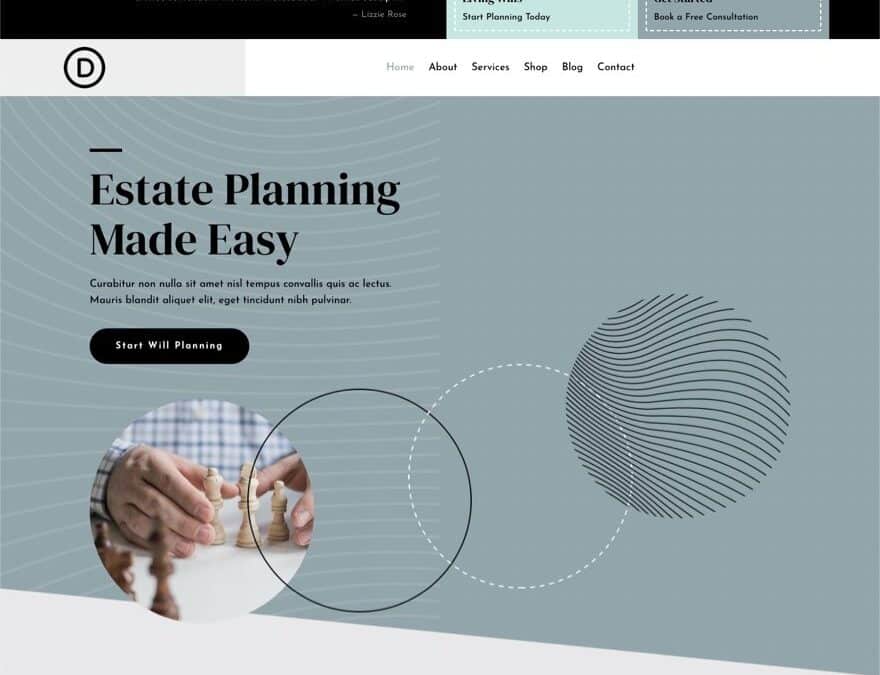 header & footer template for Divi's Estate Planning Layout Pack