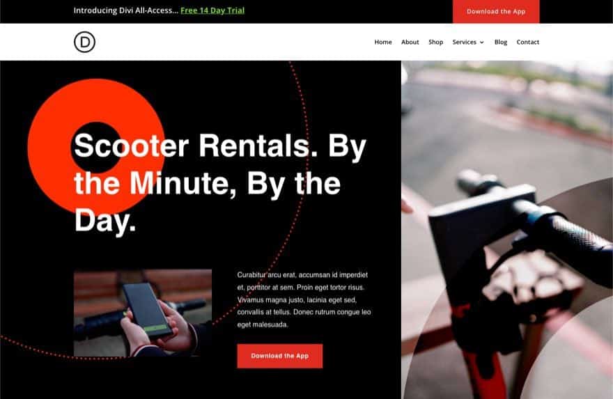 divi scooter rental header footer template