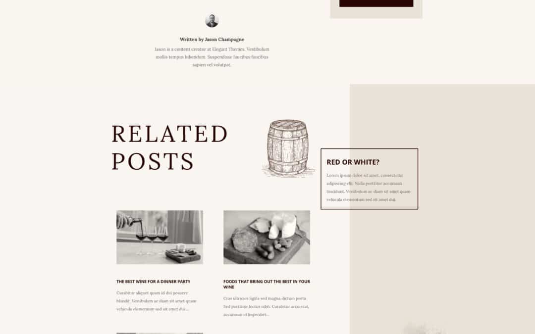 divi winery blog post template