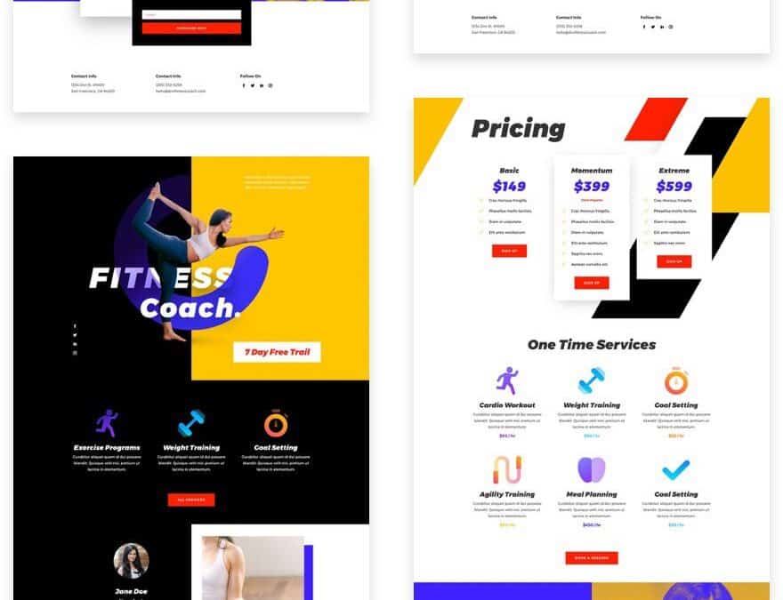 Get a FREE Fitness Coach Layout Pack for Divi