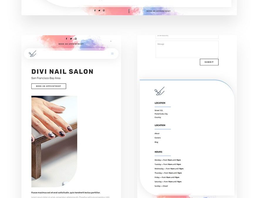 nail salon header and footer