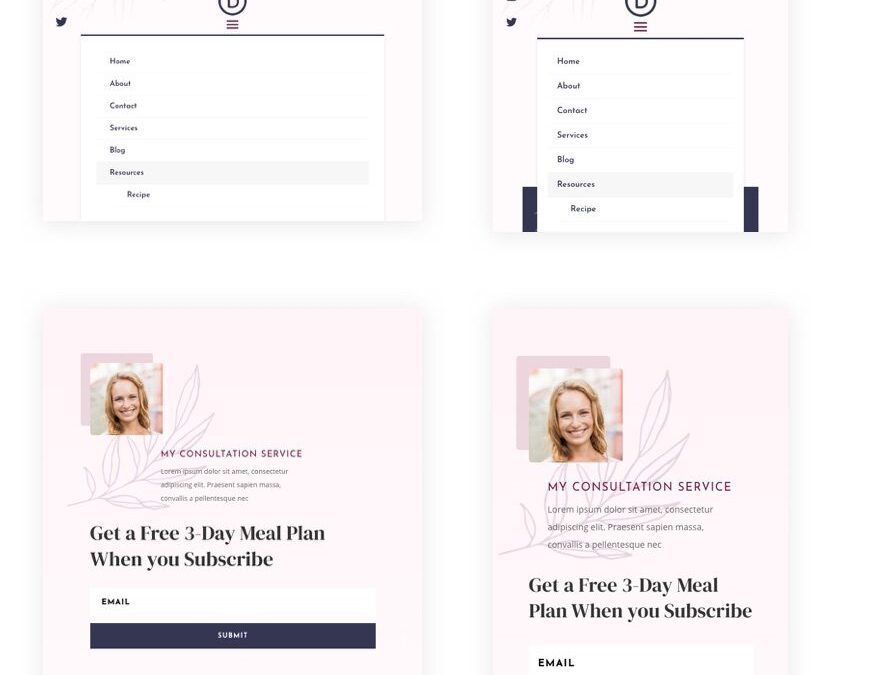 divi dietitian header and footer template