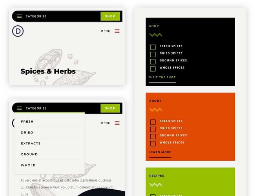 Get a FREE Header and Footer for Divi's Spice Shop Layout Pack