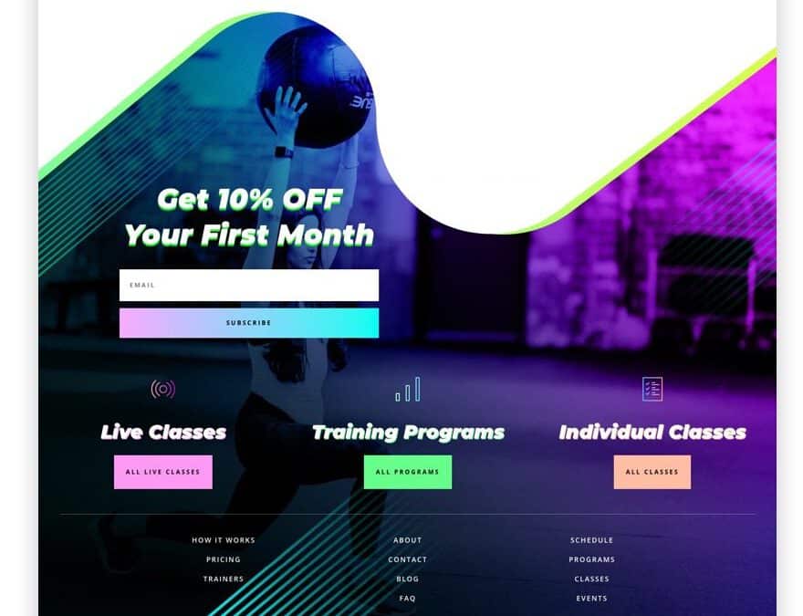 virtual fitness header and footer template