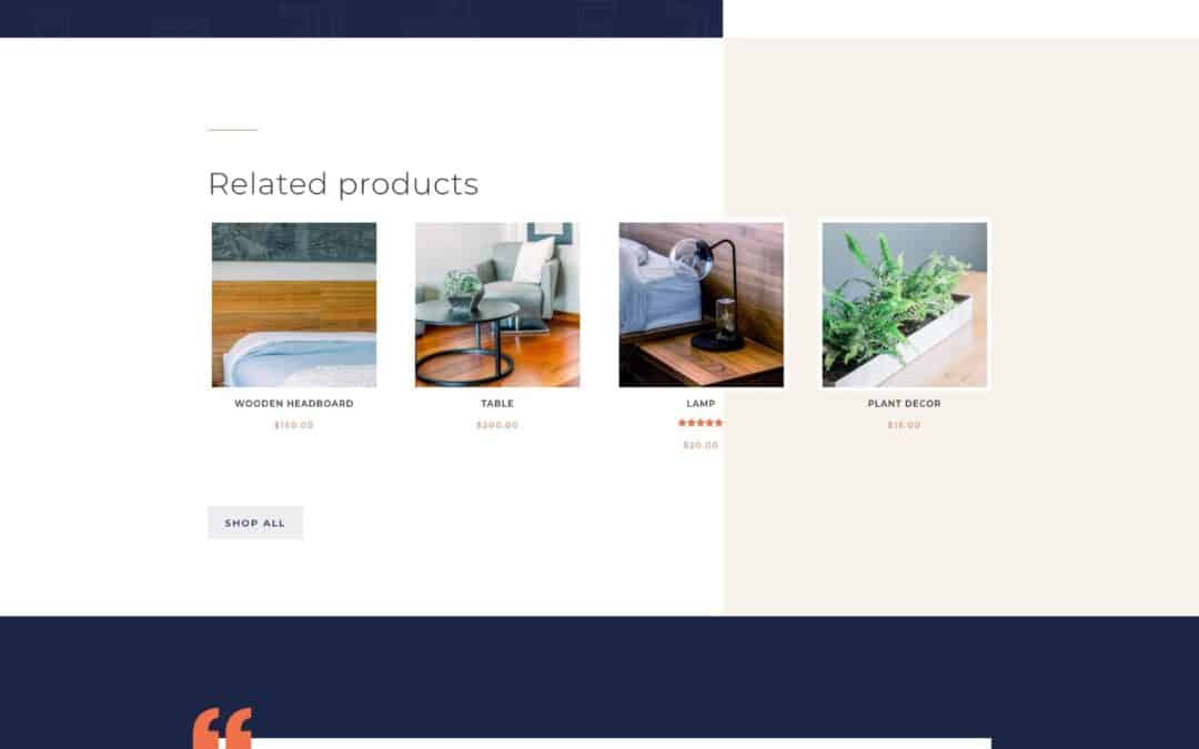 divi furniture store product page template