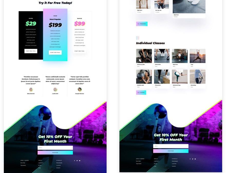 Get a FREE Virtual Fitness Layout Pack for Divi