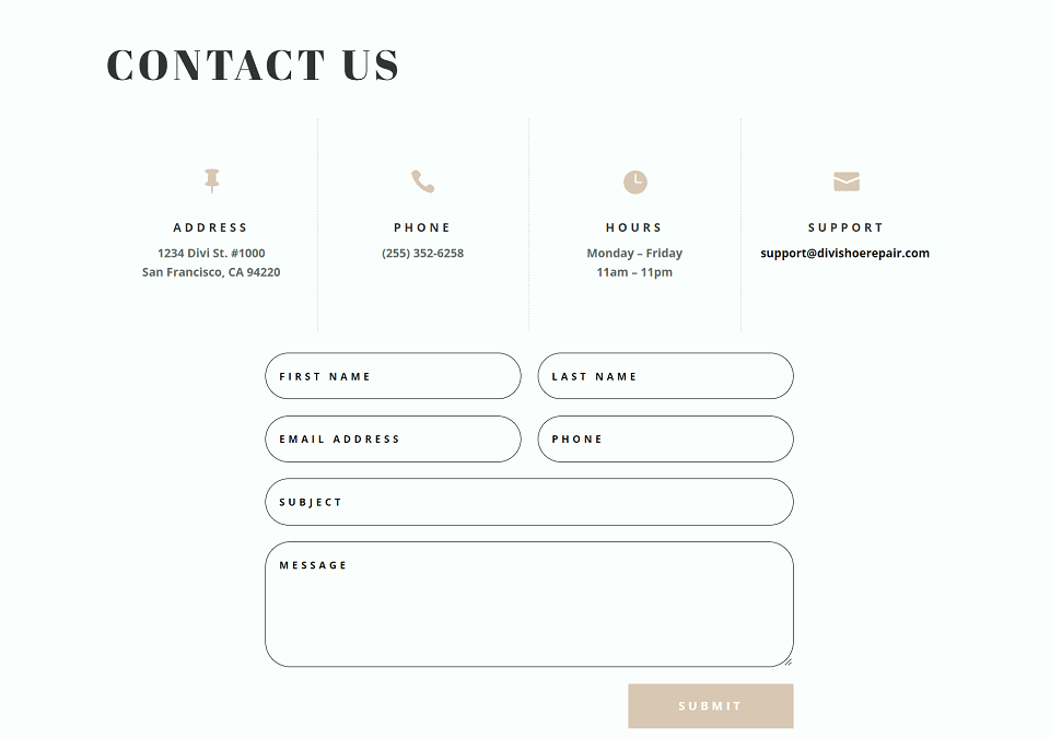 Divi Contact Form Layouts With Inline and Fullwidth Fields Layout 1 Final Design