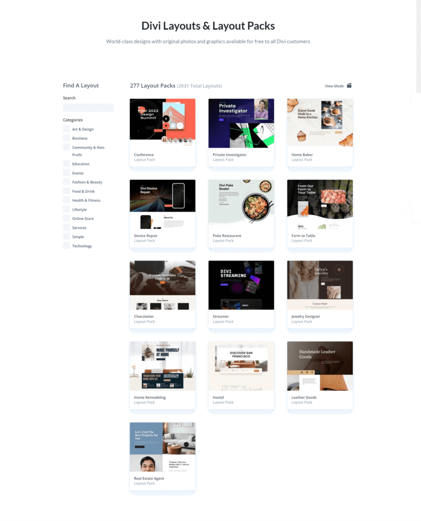 Divi Layout Packs Overview