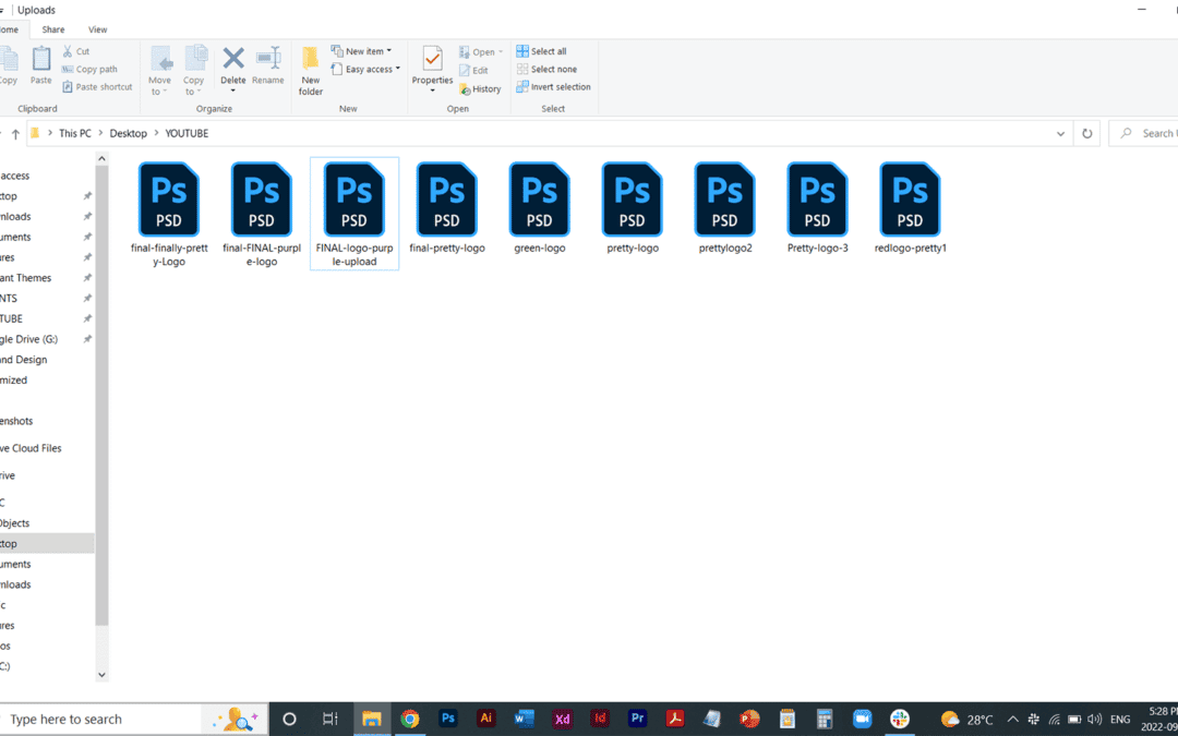 A real life example of a disorganized logo design folder