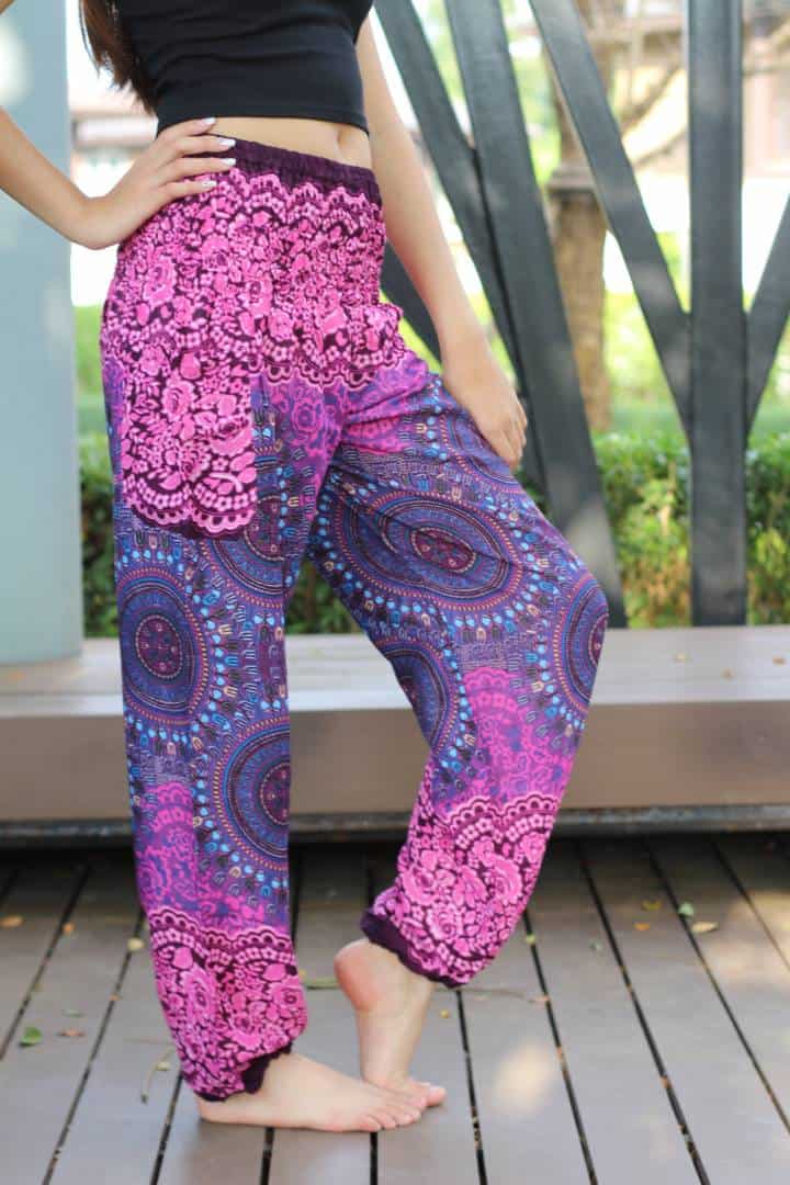 Womens Boho Pants Bohemian Pants Yoga Pants Hippie Clothes Women Pink Rose  - LaFactory