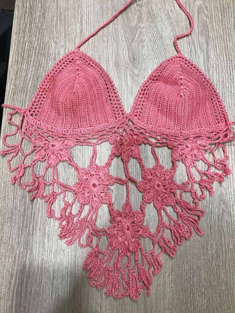 Cotton Crochet Bralette Crochet Top Crochet Pattern Hand Knit Boho Chic Boho  Clothing - Strawberry Pink - LaFactory