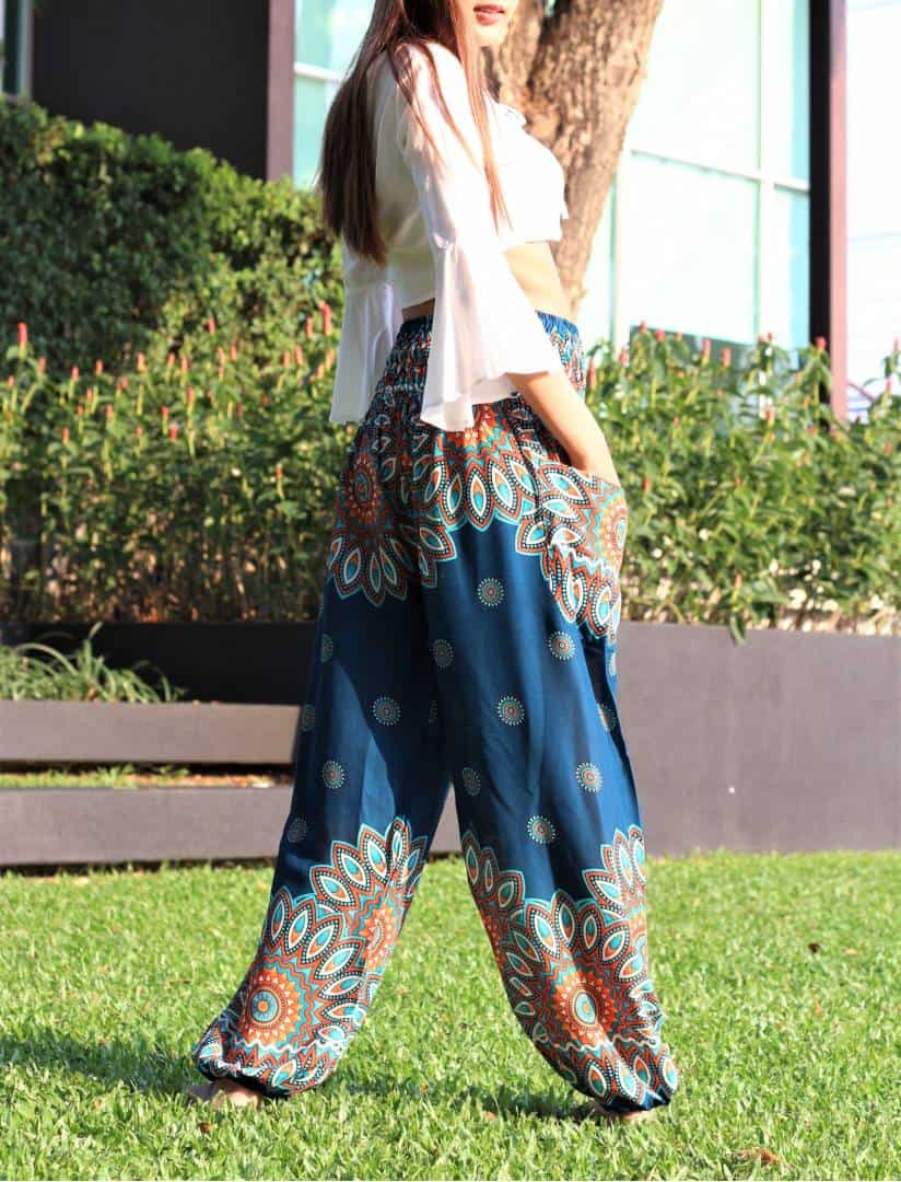Hippie Style Floral Denim Harem Pants – Chic Boho Style