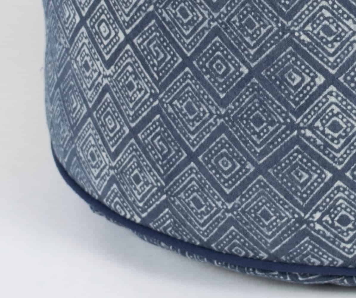 Hill Tribe Handspun Hmong Indigo Fabric Ottoman Pouf / Hmong Pouffe :  18x14