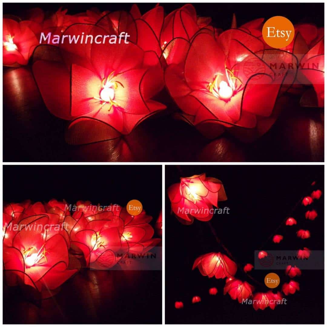 Red string deals lights for bedroom