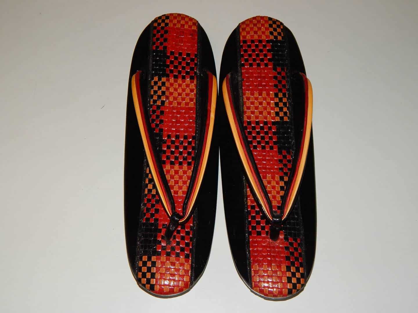 Black Red Woven Z ri Sandals Japanese Shoes Geisha costume