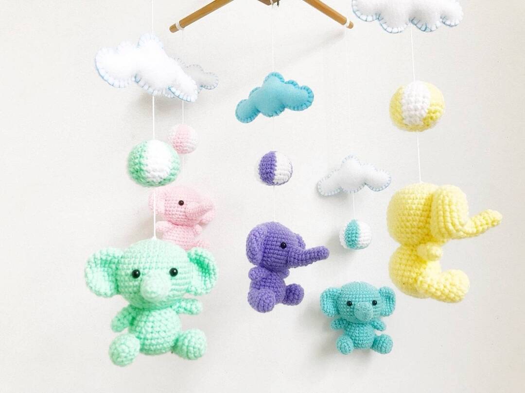 Toys And Games Baby Toddler Toys Baby Mobile Colorful Baby Elephants Amigurumi Baby Crib Mobile Nursery Decor Elephant Baby Mobile Crochet Mobile Baby Shower The Only Marketplace With A Soul