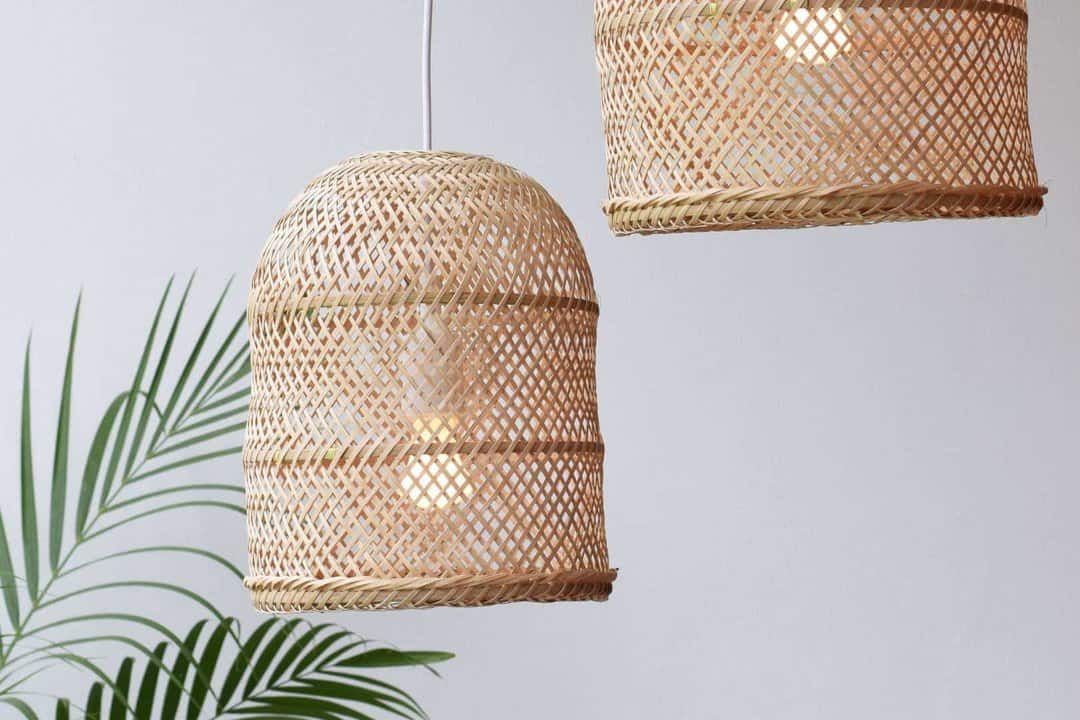 Bamboo Pendant Lights - Handmade Wooden Lampshade Hanging Repurposed Fishing  Trap Basket, Hanging Natural Woven Boho Rustic Lamp Set Rope - LaFactory