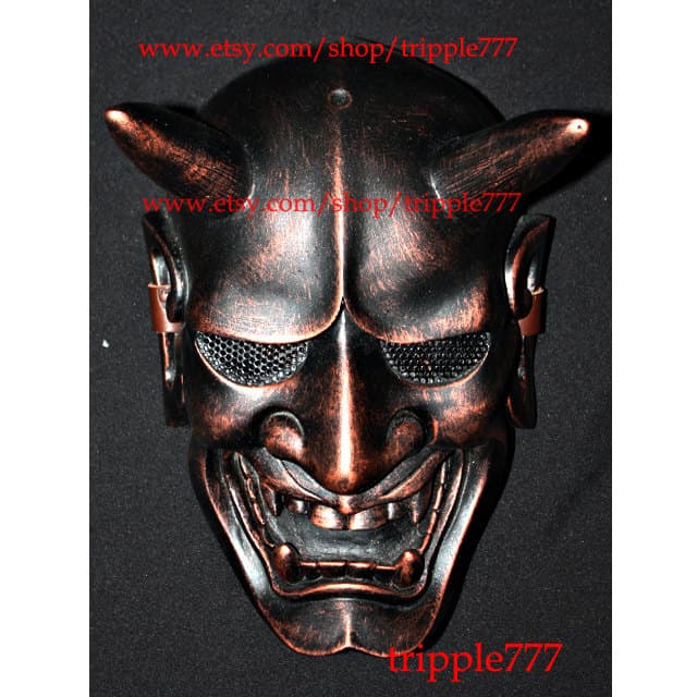 Full Face Airsoft Mask BB Gun Goggle Hannya Kabuki Oni Halloween Costume  Cosplay, Japanese Samurai Kabuto Mempo Noh Evil Devil Demon MA115 -  LaFactory