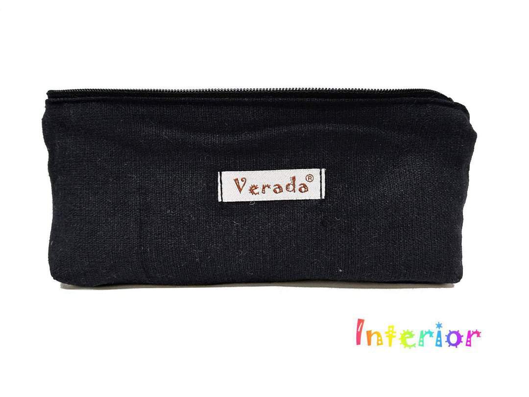 Black Pencil case / Leather Pencil holder / Makeup bag / Pen pouch