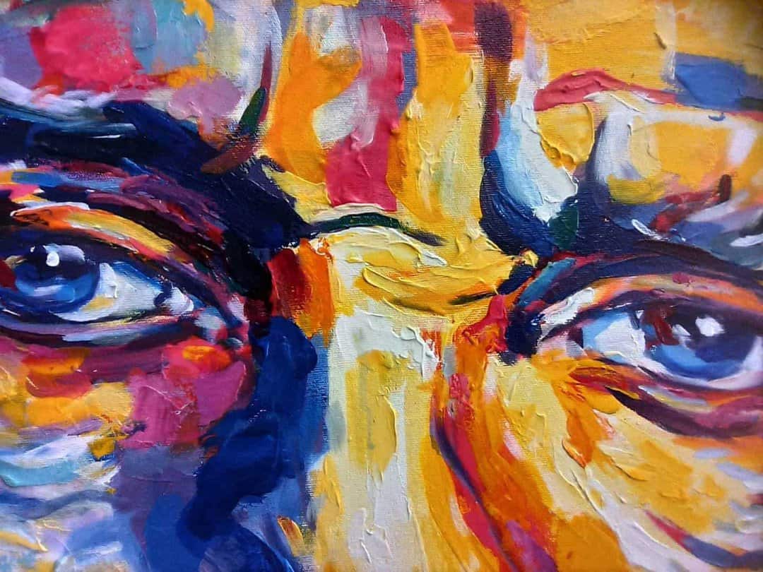 Peinture acrylique à l'huile de visage faite à la main sur toile