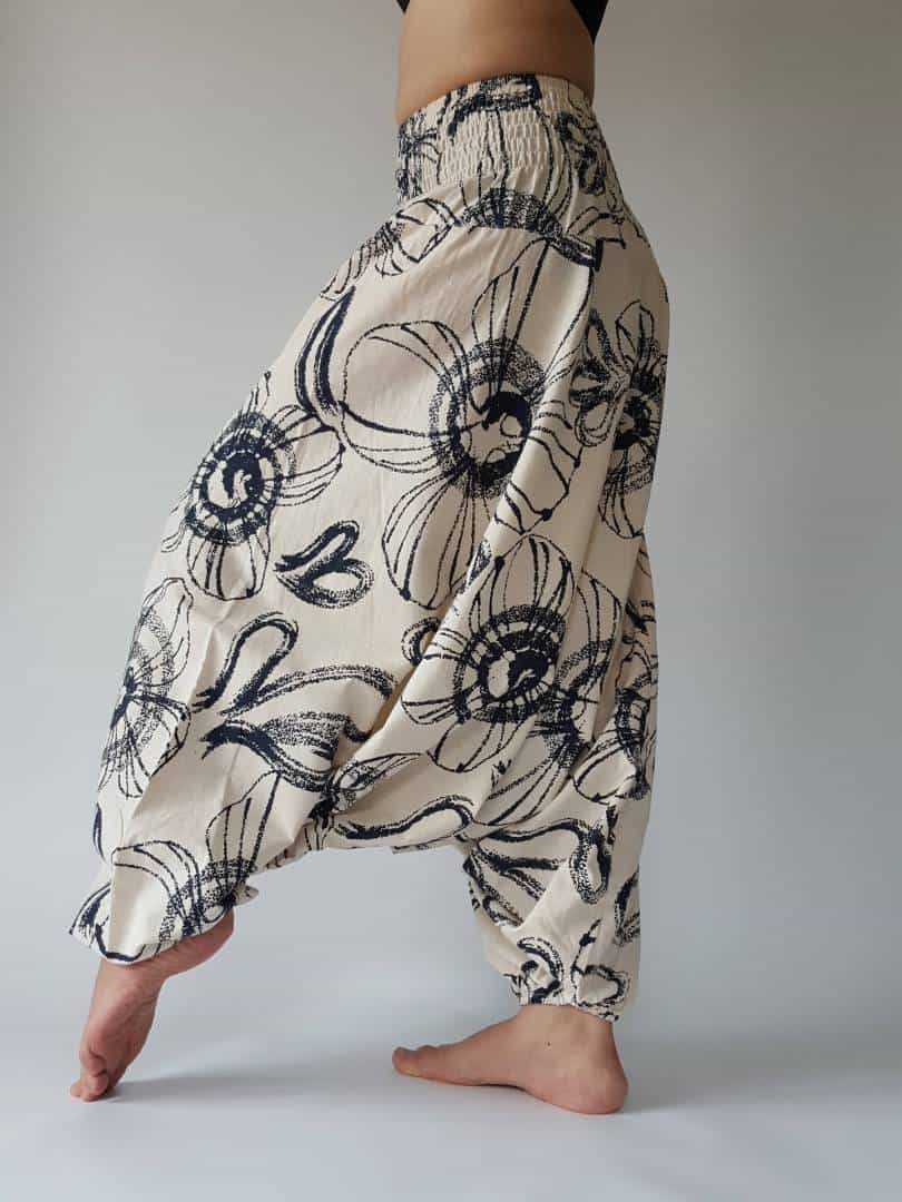 Smocked Harem Pants Hippie Bohemian Casual Gypsy Print Yoga Baggy Boho -  Walmart.com