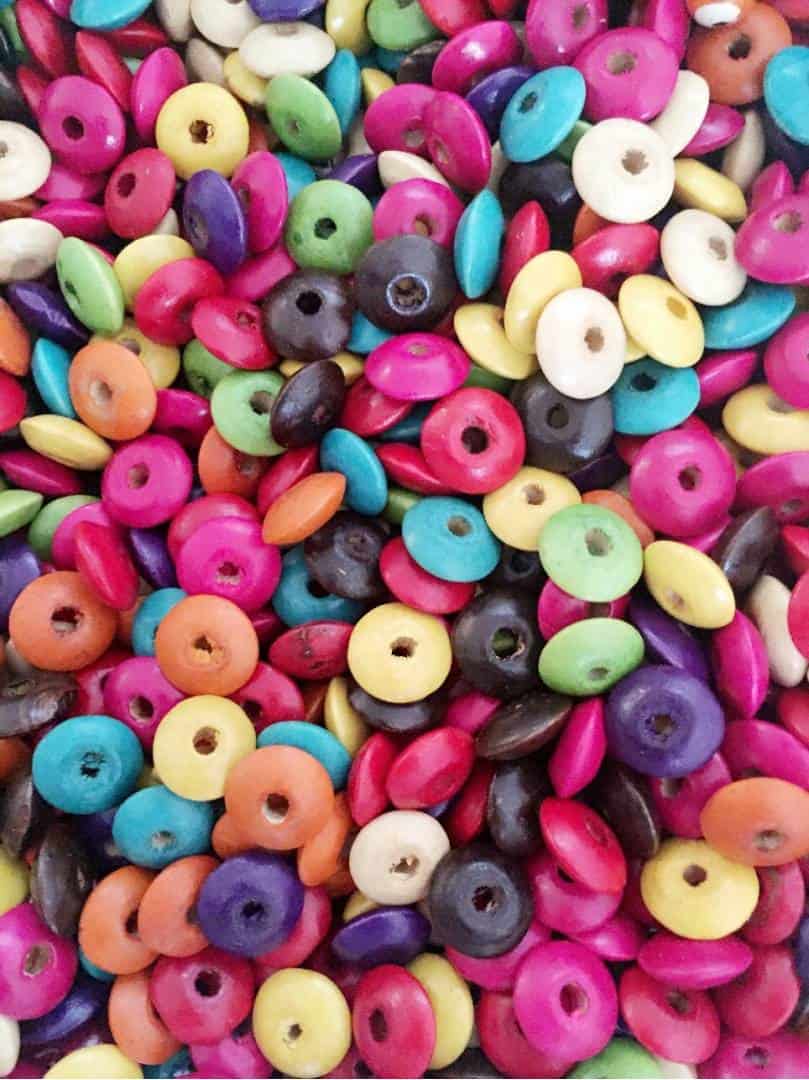 Z0002 Colored Wood Beads Colorful Necklace Beads Kids Wooden Jewelry Supply  Round Girls Fun Neon Bright Color Beads (Get 100 beads) - LaFactory