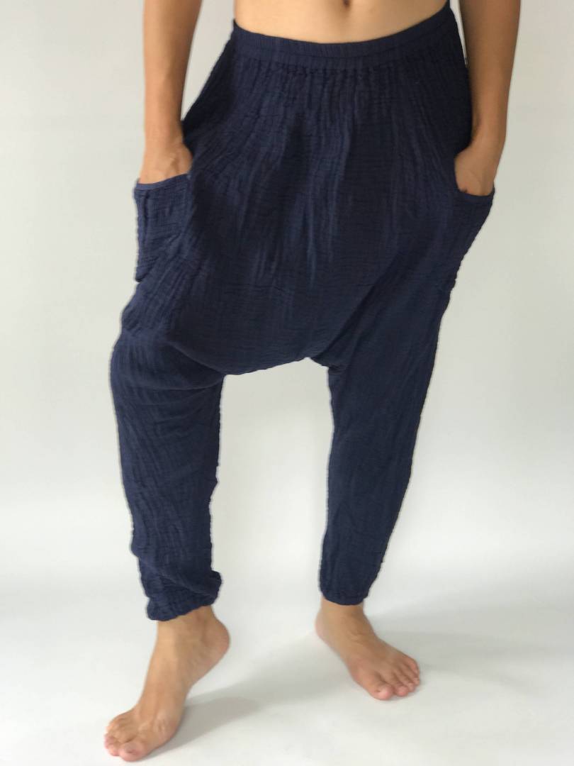SLAY. Women's Co-ord Set Blue Tie-Dye Crop top & Harem Pants Palazzo