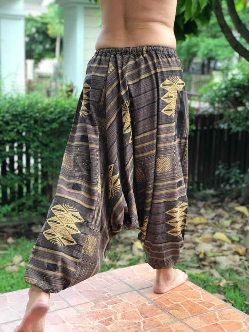 Amazon.com: Thai Fisherman Pants Yoga Trousers Free Size 3/4 Cotton  Stripe-Olive Green : Clothing, Shoes & Jewelry