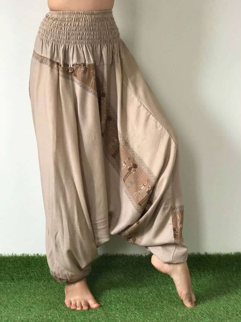 Womens Lady Hippie Aladdin Pants Gypsy Harem Trousers Elastic Baggy Harem  Pants 
