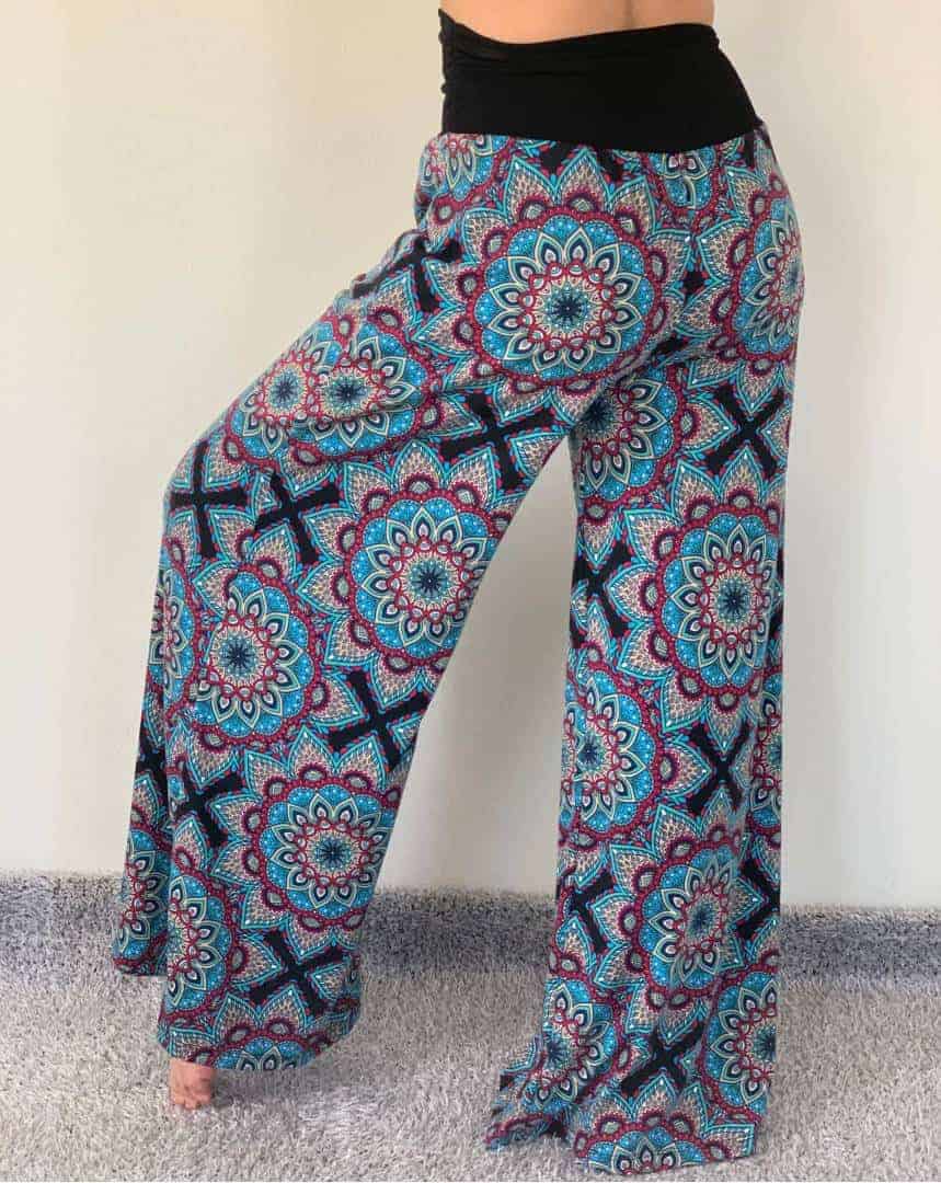 YG0045 Wide Leg Yoga Pants High Waist, Tie Dyed Yoga Pants Fold