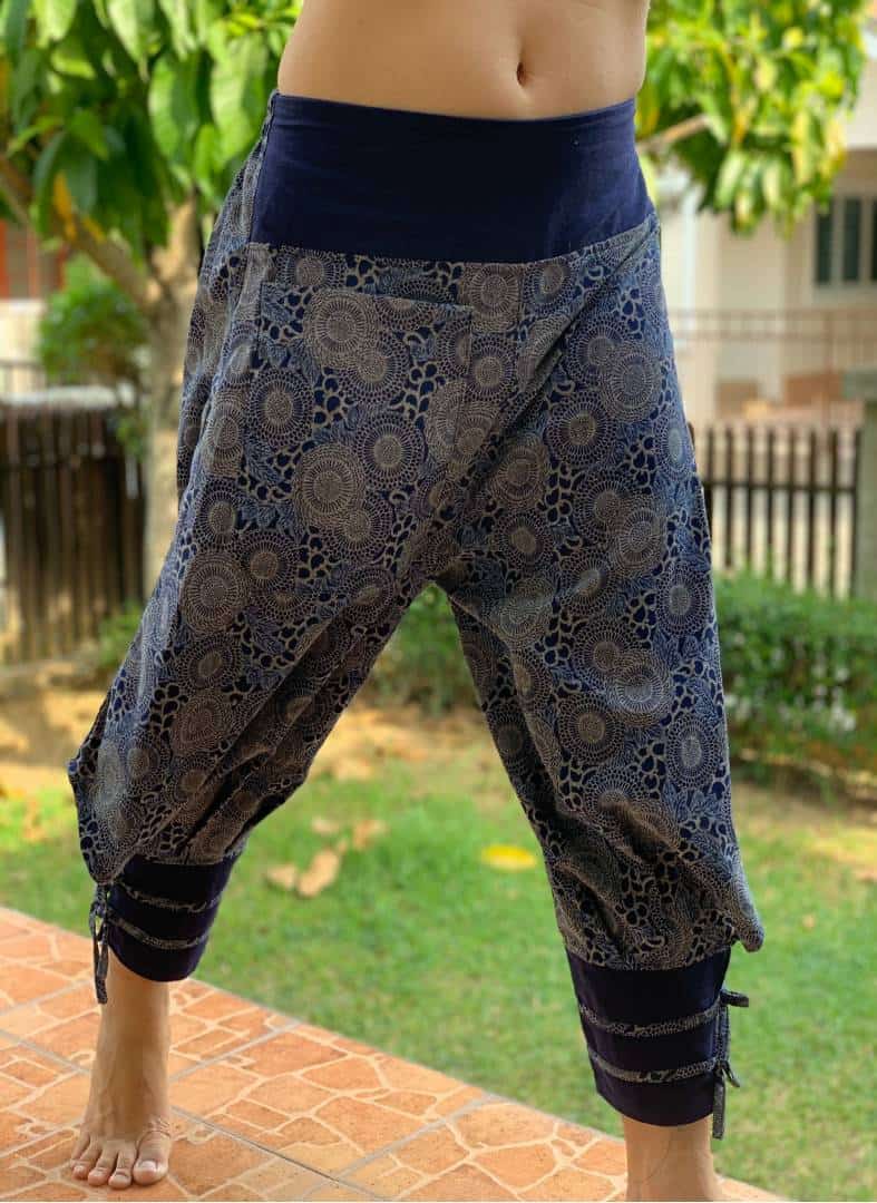 BT0701 Thai Hill Tribe Fabric Harem Pants with Ankle Straps Thai Ankle Straps pants Harem pants Hilltribe pants LaFactory