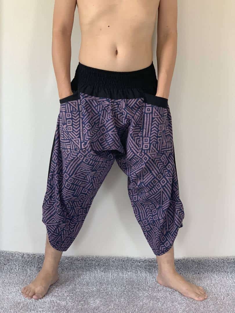 Xxl001 Big Size Samurai Pants Handmade Pants Thick Smock Waist Low