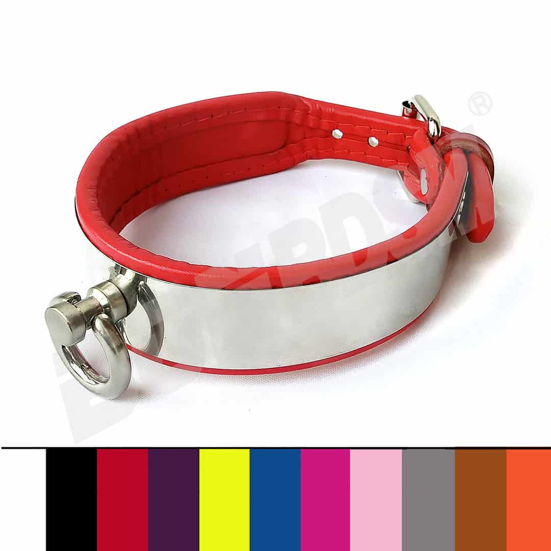 Bondage Restraint Leather Collar with a O-ring and stainless steel plate -  SUPERIOR QUALITY, bdsm restraints for fetish slave - LaFactory