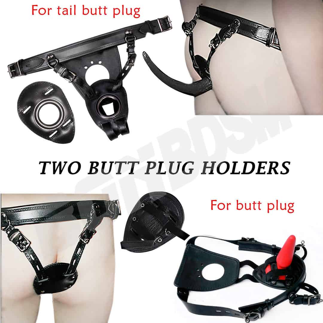 Male Chastity Butt Plug Dog Tail Leather Harness, Cock Cage CBT Device,  Fetish BDSM bondage gear, Mature - LaFactory