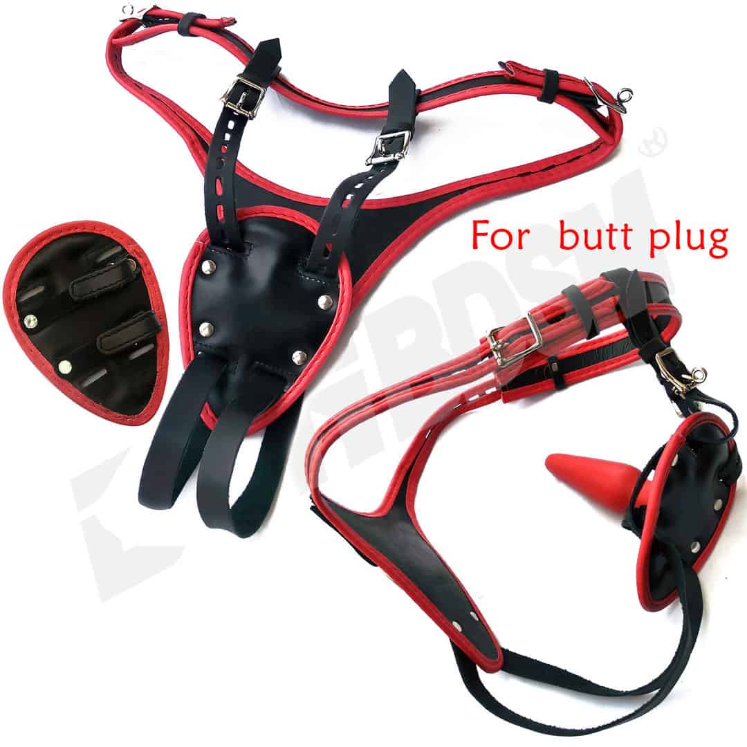 Strap-on dildo harness with butt plug holder, genuine leather female strap  on, fetish BDSM bondage gear, Mature - LaFactory