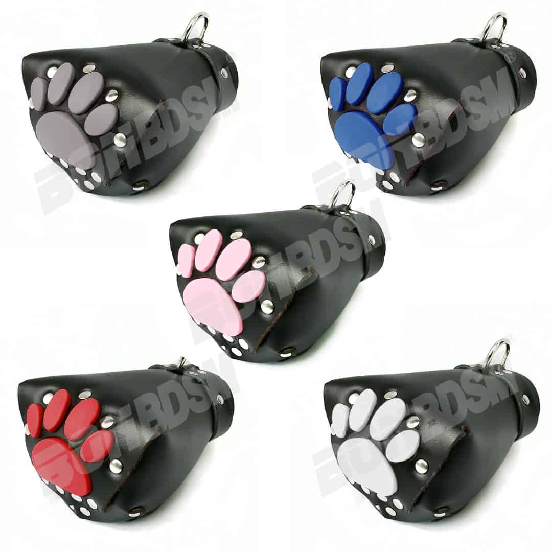 Bondage PUPPY Play Fist MITTENS Mitts With Silicone Paws - Genuine Leather  w/ soft padding, locking buckle, bdsm fetish restraints, Mature - LaFactory