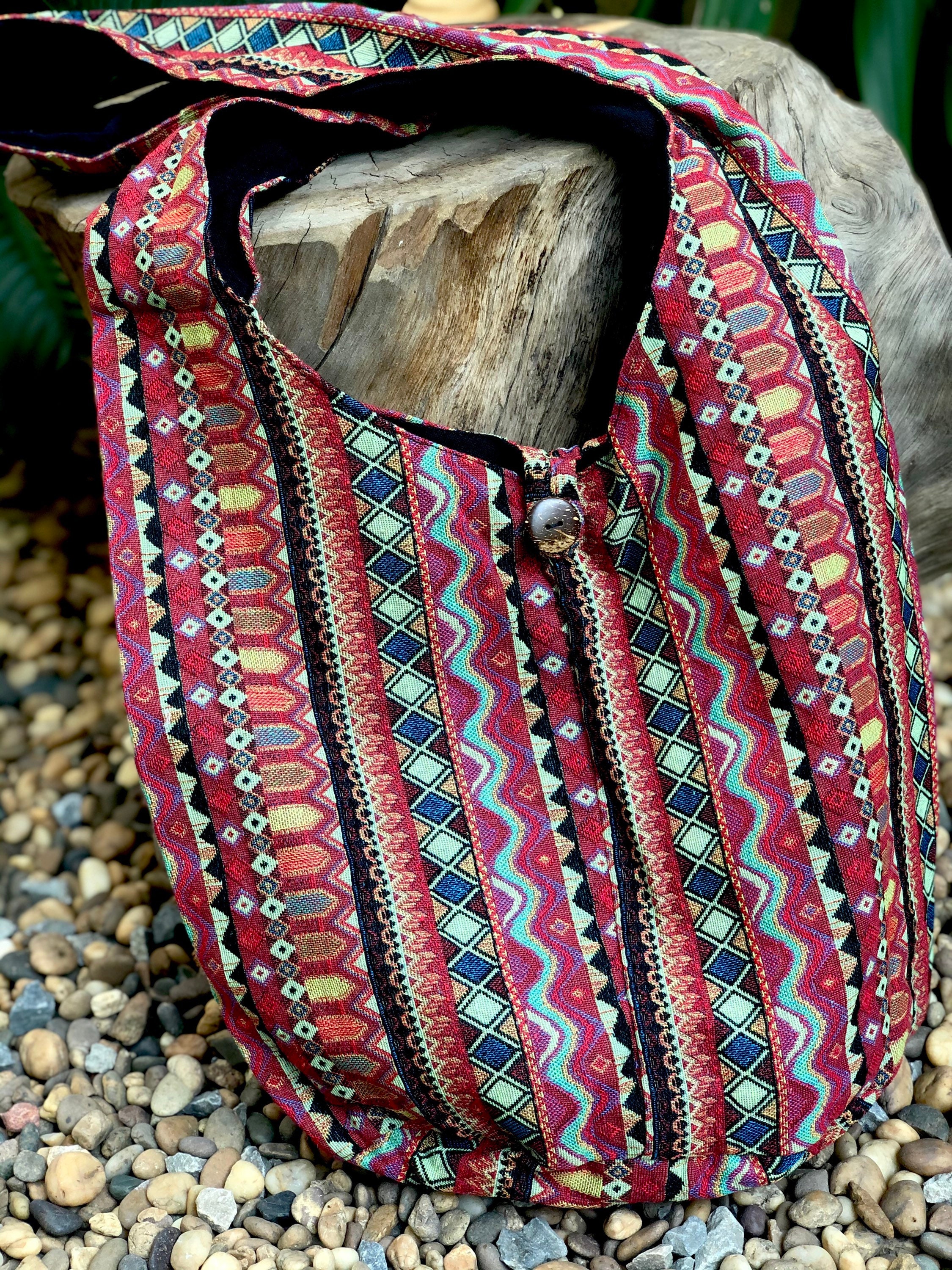 NEW Hippie Hobo Sling Crossbody Bag Woven Aztec Ikat Boho Shoulder