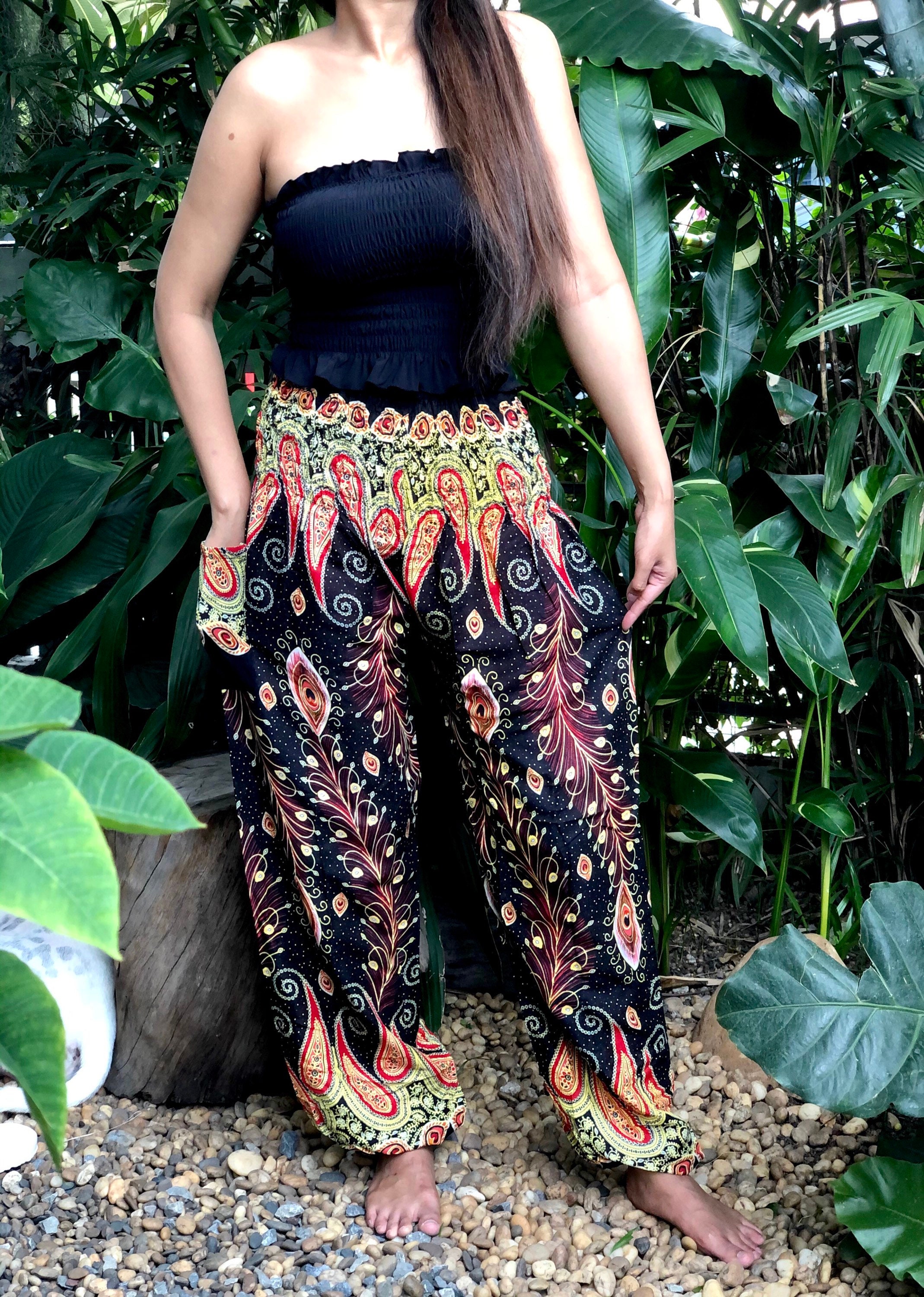 Order Indian Style Elephant Print Solid Colour Loose Trousers online in the  UK by Ganeshahandicrafts.com – Ganesha Handicrafts
