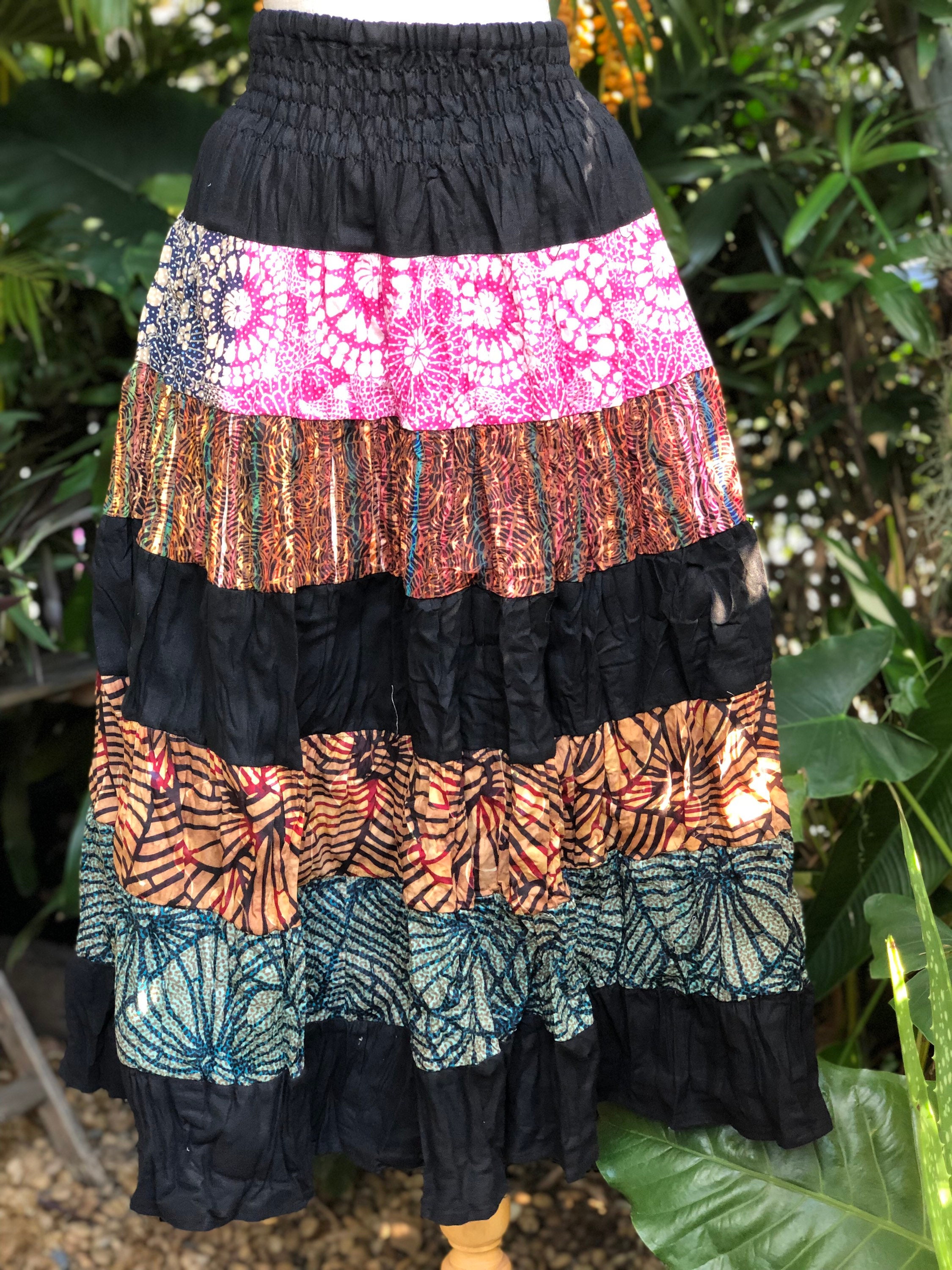 Patchwork gypsie chic maxi skirt flower child boho girl cool long countrycore skirt tiered flare flowy fairycore blue sale festival frilled skirt