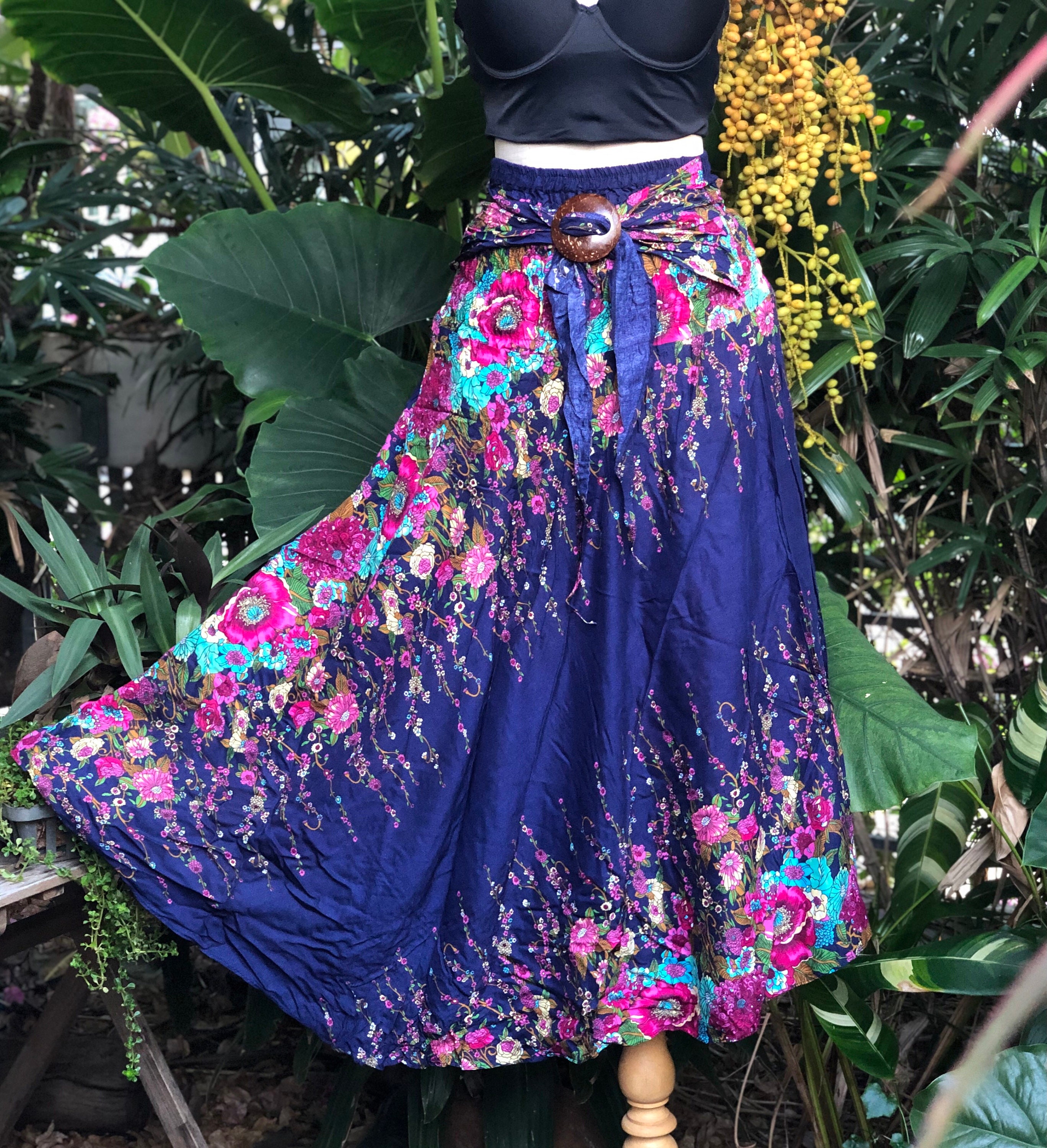 Products :: Florals flower Boho Maxi Skirt Dress Gypsy colorful 