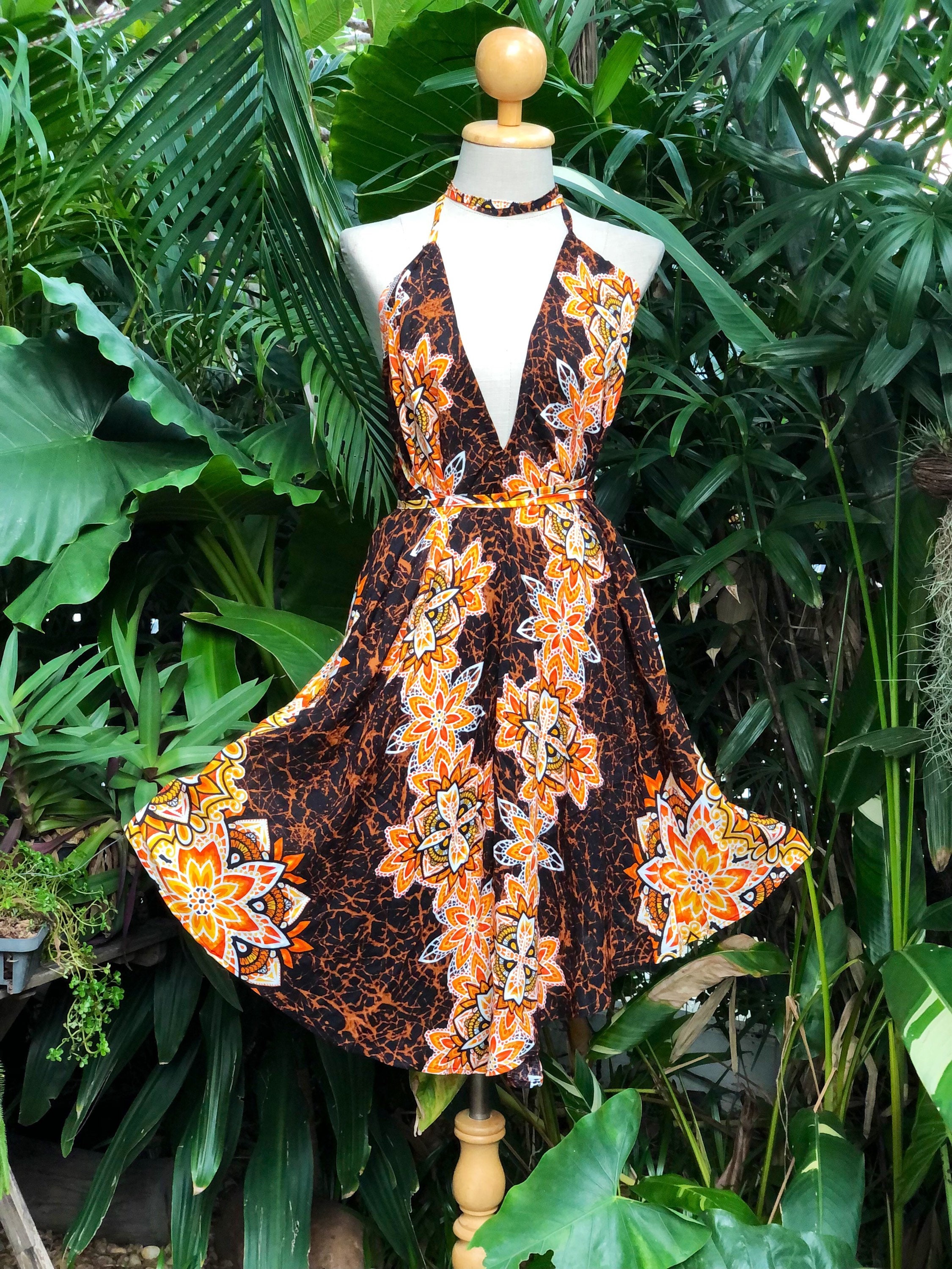 Products :: Orange Mandala flower Dress Bohemian Halter Backless dress  oriental floral Japanese sexy Style festival sundress Beach Women Summer  dress - The only Marketplace with a Soul