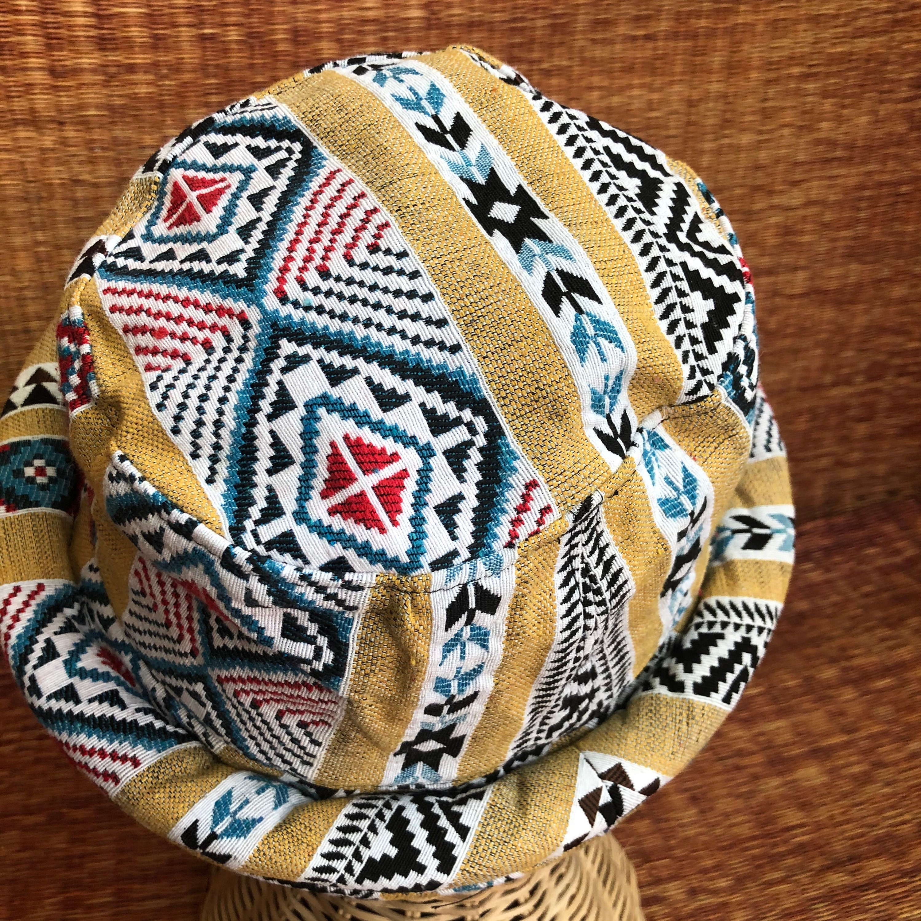 Buy Baja Hat Ethnic Bucket Hat Boho Hippie Roll Brim Ikat Bohemian